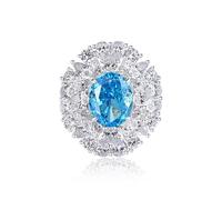 Thin Rings for Women, Womens White Gold Wedding Band 14K Luxury 5ct Oval Topaz with Moissanite Size N 1/2