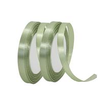 Thin Sage Green Ribbon 10mm Satin Ribbons for Gift Wrapping,2x22m Wrapping Ribbon Balloon Cake Ribbons Silk for Crafting,Christmas,Wedding,Hair Bows,Bouquets,Cake Decorations