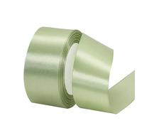 Thin Sage Green Satin Ribbon 50mm 22m for Gift Wrapping, Balloon, Cake, Silk Thick for Crafting, Wedding, Hair Bows, Bouquet, Party Decoration