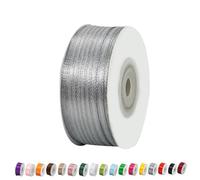 Thin Silver Gray Satin Ribbon 3mm for Gift Wrapping, 91m Long - Balloon, Cake, Silk Thick Ribbon for Crafting, Christmas, Wedding, Hair Bow, Bouquet, Party Decorations