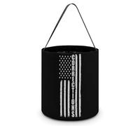 Thin Silver Line Flag Corrections Officer Supporter Cute Halloween Candy Bucket Reusable Collapsible Candies Basket Fabric Tote Bags