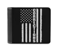 Thin Silver Line Flag Corrections Officer Supporter Slim Men's Wallets Fashion Soft Front Pocket Bifold Wallet with ID Credit Card Holder