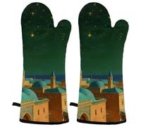 Thin Slice Heat Resistant Oven Mitts, 2 Pairs Non-Slip Silicone & Cotton Lining, Flexible Kitchen Gloves for Baking, Grilling, Cooking, Microwave & Air Fryer (Black & Gray)