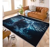 Thin Stain Resistant Area Rug Anti-Slip Floor Carpet Living Lounge Bedside Science Fiction Animals Owls Soft Rugs for Bedroom - Easy Clean Non Shedding Blue Carpets Washable 140x200 cm
