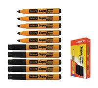Thin Thick Marker Pens, BLACK, Chisel Tip, VAI-OKX Broad Markers, Pack of 10, Ideal for Write Draw Mark Sketch, School Office Use, iVAIDEX Black Ball Pen