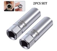 Thin-Wall Spark Socket Wrench - 12-Point 14mm and 16mm Removal Tool for Cars, Chrome Vanadium Steel, Compatible with 3/8" Ratchet Drives