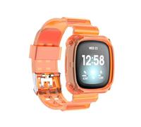Thin Watches Transparent TPU Integrated Watch Band for Versa 3 and Sense Models Offering Thorough Preservation and Clear Showcase (Orange, One Size)