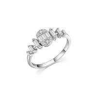 Thin Wedding Band, Lab Diamond Engagement Rings for Women Geometric Silver with Rectangular Shape Lab Created Diamond 18K White Gold Size K 1/2