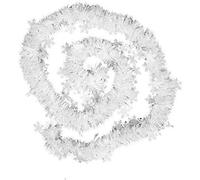 Thin White Luxury Christmas Tree Tinsel with Snowflake Decorations - Elegant Garland Hanging Ornament for Indoor & Outdoor Xmas Parties - Snowflake Tinsel for Festive Holiday Decor (Pack of 2 (4m))