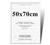 Thin Wooden Picture Frame for Posters Poster Prints and Photos with Plexiglass Front For Safety Hang on the Wall in Portrait or Landscape Ideal for Interior Design (50x70cm, White)