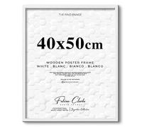 Thin Wooden Picture Frame for Posters Poster Prints and Photos with Plexiglass Front For Safety Hang on the Wall in Portrait or Landscape Ideal for Interior Design (40x50cm, White)