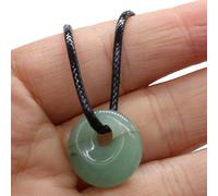 THINCAN 18mm Crystals Necklace Natural Semi-Precious Chakras Gemstones Amulet Coin Charm Crystal Necklace For Women Men Natural Stone Necklace For Men Women Wax Rope