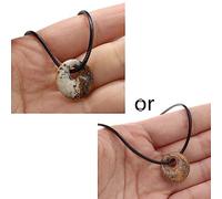 THINCAN 18mm Crystals Necklace Natural Semi-Precious Chakras Gemstones Amulet Coin Charm Crystal Necklace For Women Men Natural Stone Necklace For Men Women Wax Rope