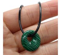 THINCAN 18mm Crystals Necklace Natural Semi-Precious Chakras Gemstones Amulet Coin Charm Crystal Necklace For Women Men Natural Stone Necklace For Men Women Wax Rope
