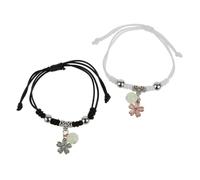 THINCAN 2 Pcs Luminously Bead Charm Braided Rope Bangles Braided Rope Adjustable Friendship Couples Bracelets Jewelry Double Love Braided Rope Bangle Valentines Day Gifts
