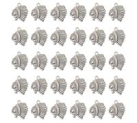 THINCAN 30 Pack Indian Chiefs Head Charm Small Pendant Tribal Jewelry Making Accessories for Jewelry Making and Decoration