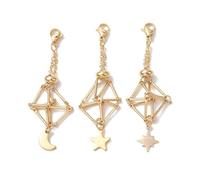 THINCAN 3pcs Lobster Clasp Keychain Colorful Star Moon Pendant Keyring Stone Net Key Chain Portable Keyrings Accessory for Women