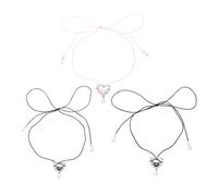 THINCAN 3Pcs/Set Thorn Heart Wrapped Ribbon Pearl Pendant Necklace Sweet Cool Choker Collarbone Chain for Women