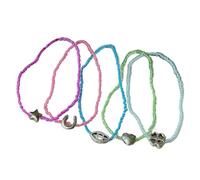 THINCAN 5Pcs Colored Crystal Beaded Bracelets Star Heart Four Leaf Clovers Shape Charm Handchain Sweet Beaded Bracelets Jewelry