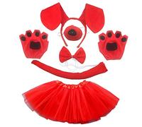 THINCAN 6 Pieces Animals Ears Headband Nose Bow Tie Tail Skirt Gloves Dachshund Dog Animal Fancy Dress Up Party Set Animal Headband Set