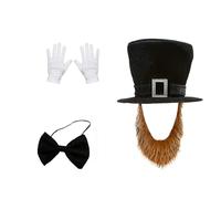THINCAN Abrahams Lincolns Costume Set Hat Beard Necktie Halloween Presidents Day Outfits Lincolns's Birthday Patriotic Costumes Abrahams Lincolns Costume Accessories