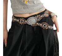 THINCAN Adjustable Cowgirl Belt Retro Studded PU Leather Waist Girdle Western Charm Waist Accessory For Jeans And Dresses PU Leather Girdle With Metal Studs