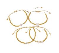 THINCAN Adjustable Rope Set Portable for Women Featuring Gold Beads and Charm Love Heart Star Crosses Designs Beaded Bracelets
