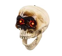 THINCAN Animated Talking Skull with Flashing Eye and Moving Jaw Halloween Skeleton Head Decoration Terrifying Party Accessory
