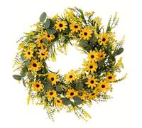 THINCAN Artificial Sunflowers Wreath For Front Door Farmhouses Garden Wedding Indoor And Outdoor Decorations Spring Wreath