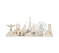 THINCAN Basswood Miniature Global Architecture Models Handcrafted Shelf Desktop Decoration Artwork Friendly Wooden Decoration