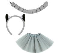 THINCAN Children Monkey Costume Accessories For Boy Girl Halloween Cosplay Party Including Headband Tail Glove Bowtie And Skirt Lemur Ears Tail Costume