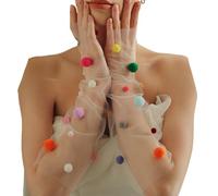 THINCAN Colorful Ball Arm Sleeves Photography Props Fingerless Gloves Wedding Party DressingUp Accessories For Bridal Shower Fingerless Gloves