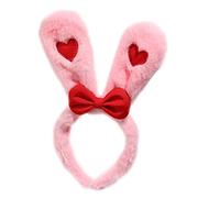 THINCAN Ears Headband Plush Easter Ears Red Bowknot Cosplay Costume Accessories For Kids And Adults Size Ears Headband Adult Kids For Washing Face Spa White