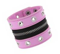 THINCAN Edgy Wide Cuff In Soft PU Leather Featuring Punk Studs And Center Zipper Closure Designs Fashionable Punk Accessory With Zipper Detail