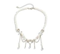 THINCAN Elegant Beaded Heart Pendant Necklace Unique and Necklaces Choker for Confident Ladies