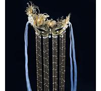 THINCAN Elegant Tassels Face Veil Graceful Tassels Facewear for Photographers and Models in Cultural Settings