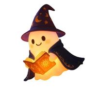THINCAN Enchanting Ghostly Reader Nightlight Soft LED Illuminating Halloween Shelf Decors Resins Craft Lamp Book Lover Gift Halloween Ghostly Lamp