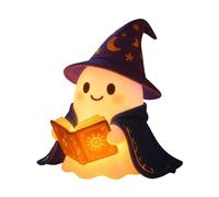 THINCAN Enchanting Ghostly Reader Nightlight Soft LED Illuminating Halloween Shelf Decors Resins Craft Lamp Book Lover Gift Halloween Ghostly Lamp