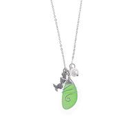 THINCAN Fashion Charm Necklace Clavicle Chain Necklace Simple Sweater Chain Jewelry Sea Glass Pendant Necklace