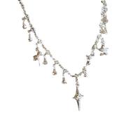 THINCAN Four Pointed Star Necklace Symbolizing Belief Commitment Alloy Jewelry Adjustable Pendant Neck Chain Alloy Promise Necklace