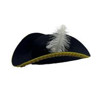 THINCAN Golden Lace Feathered Pirate Caps For Halloween Parties And Pretend Adventures For Halloween Dressing & Play Vintage Pirate Hat With Lace