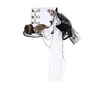 THINCAN Gothic Bowler Top Hat Halloween Steampunk Top Hat Men with Goggles Gay Jazz Hat White