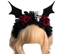THINCAN Gothic Rose Hairband With Veil For Women Cosplay Party Costume Day Of The Death Hair Clip Halloween Hair Accessories Dark Flower Headband Gothic Headband Halloween Costume Accessory