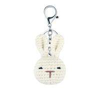 THINCAN Handmade Knitted Keychain Keyring Animal Head Crocheted Pendants Car Key Rings Handbag Charm Women Girls