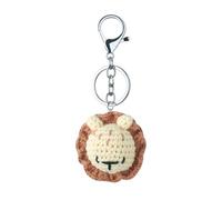 THINCAN Handmade Knitted Keychain Keyring Animal Head Crocheted Pendants Car Key Rings Handbag Charm Women Girls