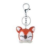 THINCAN Handmade Knitted Keychain Keyring Animal Head Crocheted Pendants Car Key Rings Handbag Charm Women Girls