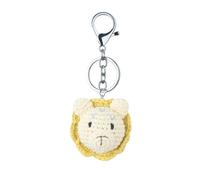 THINCAN Handmade Knitted Keychain Keyring Animal Head Crocheted Pendants Car Key Rings Handbag Charm Women Girls