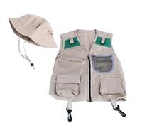 THINCAN Kids Explorers Kits With Safaris Vest Hat For 4-6 Years Old Boy Girl Kid Safaris Costumes STEM Outdoor Explorers Kits Outdoor Exploration