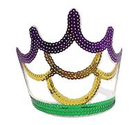 THINCAN Mardi Gras Crown Sequins Hair Decoration For Special Occasions Sparkly Sequins Crown Headpiece Mardi Gras Crowns For Adults
