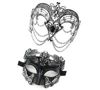 THINCAN Metal Chain Masquerade Couple Masquerade Masquerade Eye Half Face For Men Women Halloween Masquerade Chain Fringe